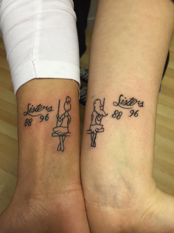 Different Matching Sibling Sister Tattoos Ideas