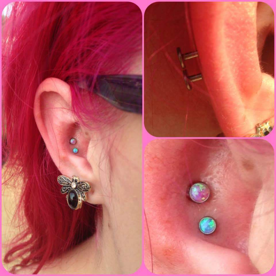 Double Conch Piercing Opal Studs