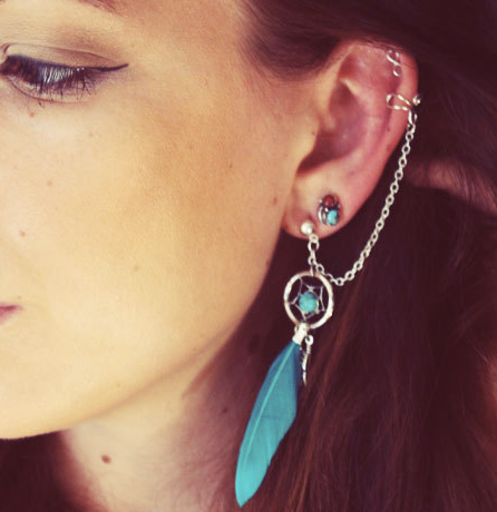 Dream Catcher Ear Cuff Boho Style