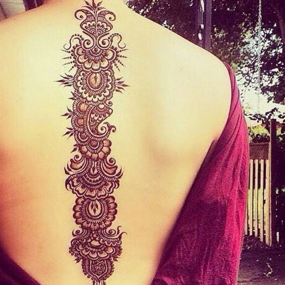 Endearing Henna Bohemian Spine Tattoo Inspiration