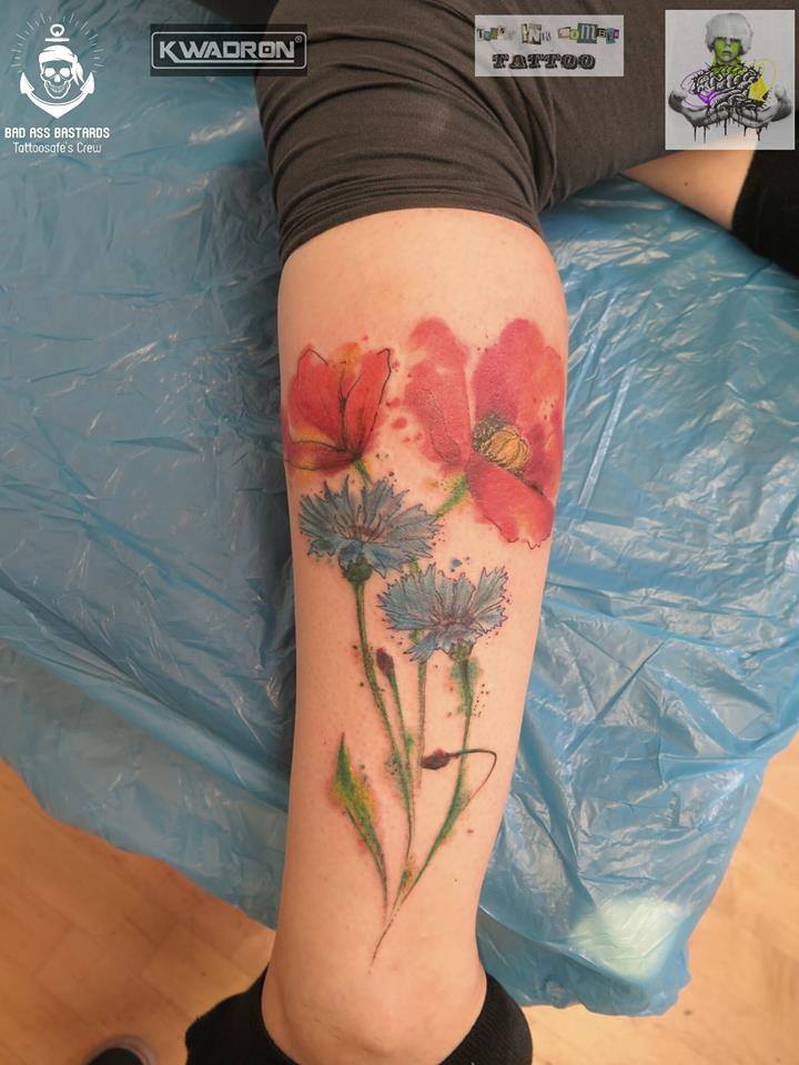 Exquisite Watercolor Flower Tattoo Pattern