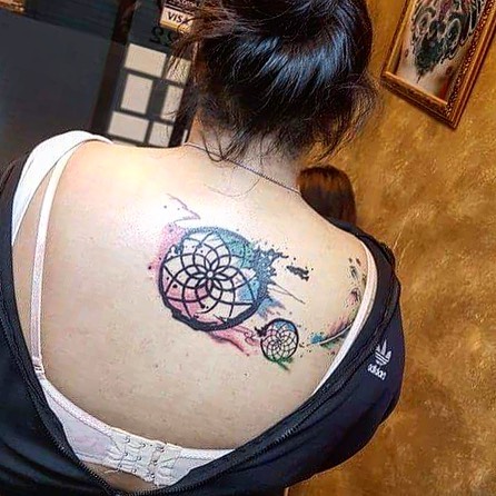 Fashionable Back Watercolor Work tattoo