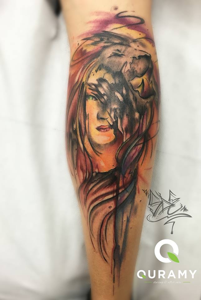 Fashion Watercolor Tattoo Style