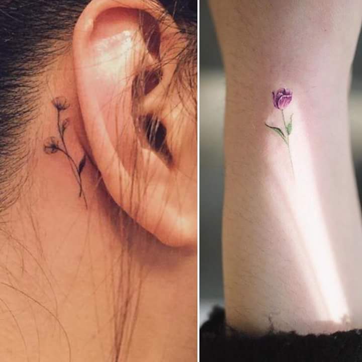 Finely Inked Delicate Poppies Behind the Ear Look Beautiful and So Graceful