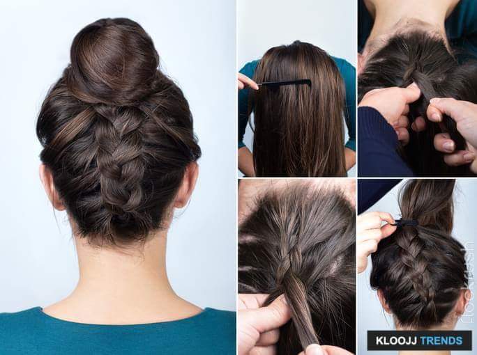 Gather Upside Down Braided Top Bun For A Stylish Look