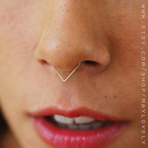 Golden Geometric Septum Piercing