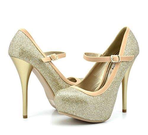 Golden colored heels with belt design for perfect fittings