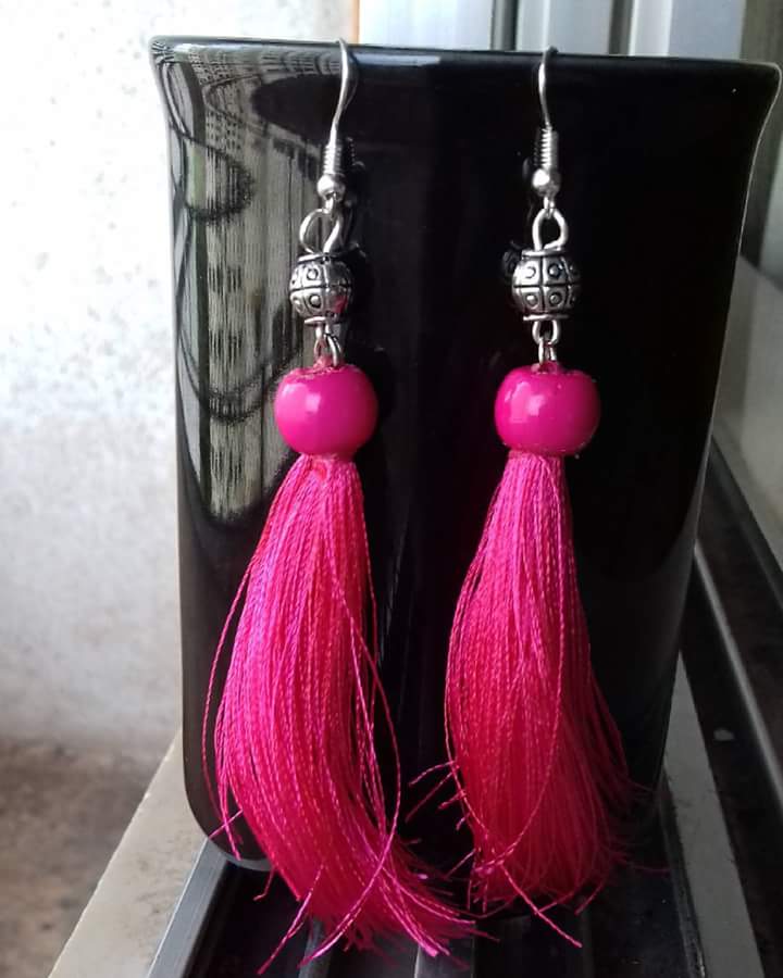 Grand Pink Long Flowing Earring