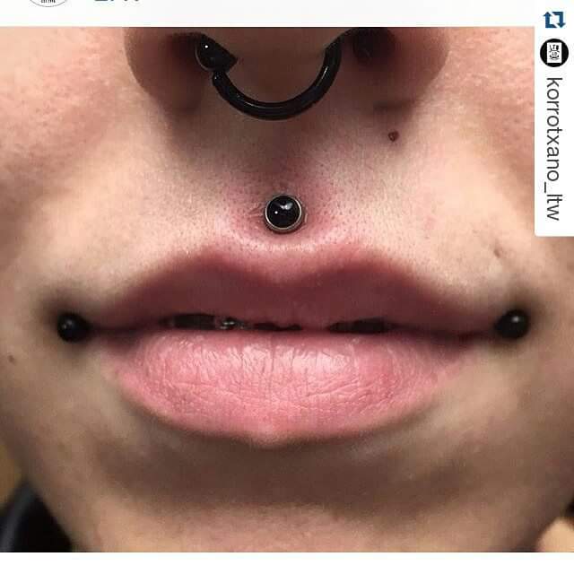 Healed Philtrum Piercing Labret