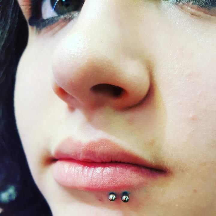 Healed Spider Bite Piercing Under the Liip