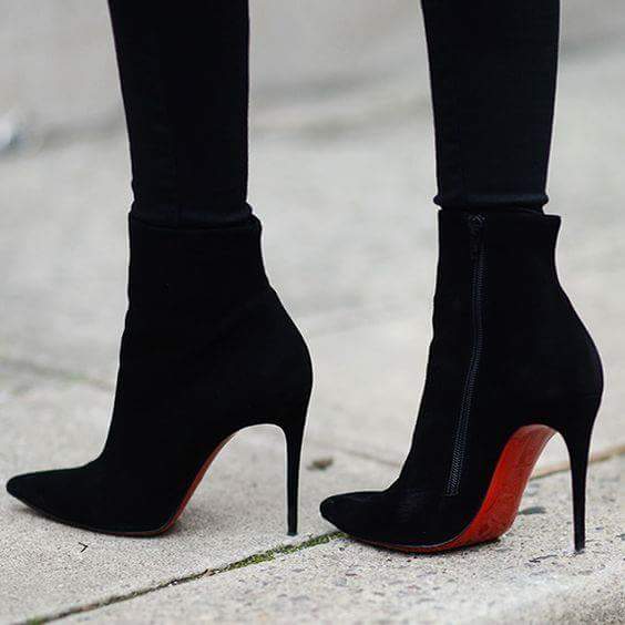 Highly alluring ankle boot heels with side chain