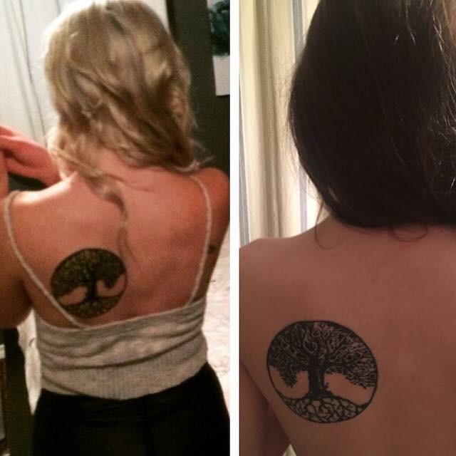 In vogue Matching Sibling Celtic Tree Tattoos on Back