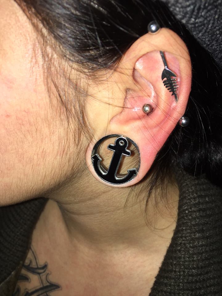 Industrial Ear Piercing with Standard Lobe