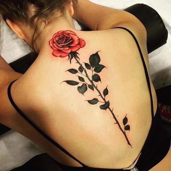 Irresistible Rose Flower Women Back Tattoo