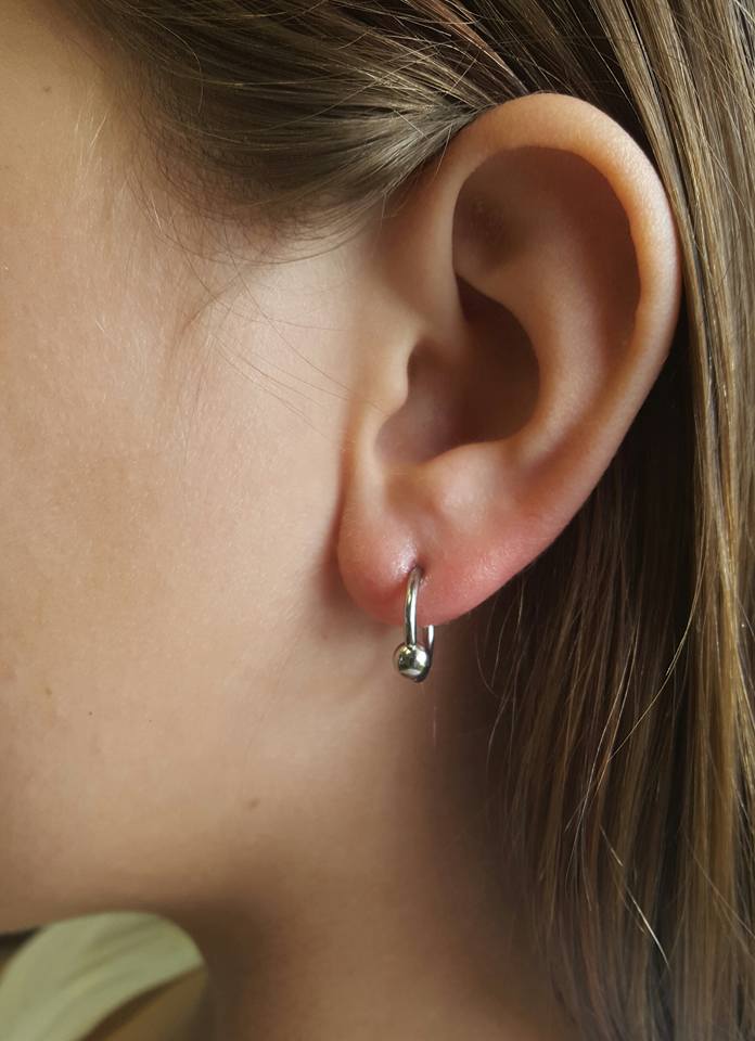 Lobe Piercing with 14 Gauge Captive Bead Hoop