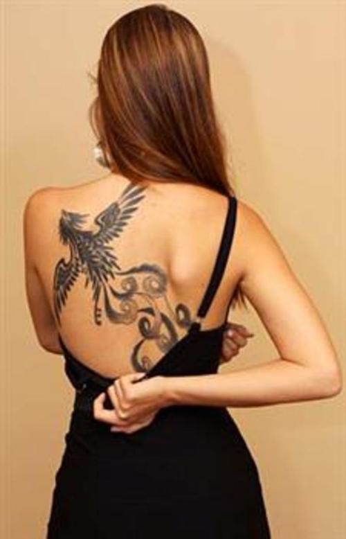 Magically Stunning Phoenix Back Tattoos For Women