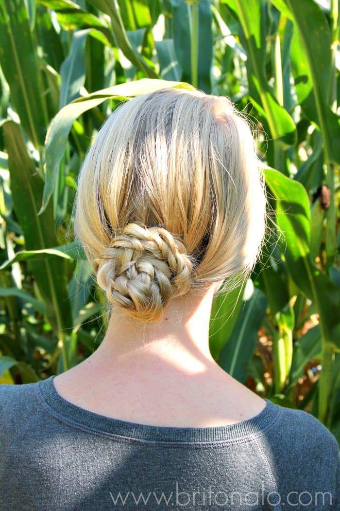 Mini Low Bun Done with Braids for Short Hair