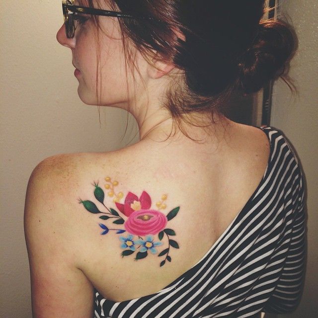 Neat Colored Girly Back Tattoo