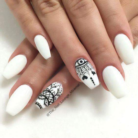 Neat Matte Nail Art Design in Monochrome Shades