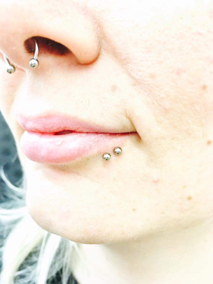 Nose And Lips Spider Bite Styled Piercing