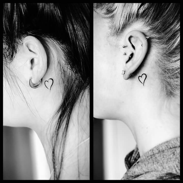 Open Heart Behind the Ear Tiny Tattoo- Cute and Simple!