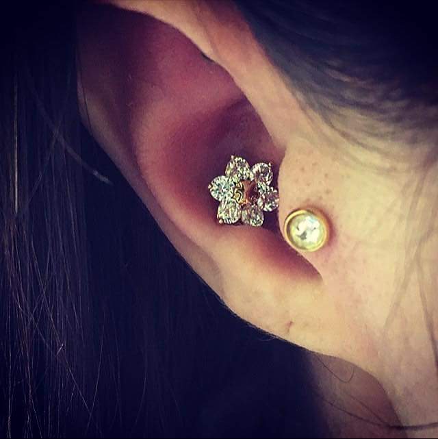 Ornate Floral Stud Looks Stunning in a Pierced Conch