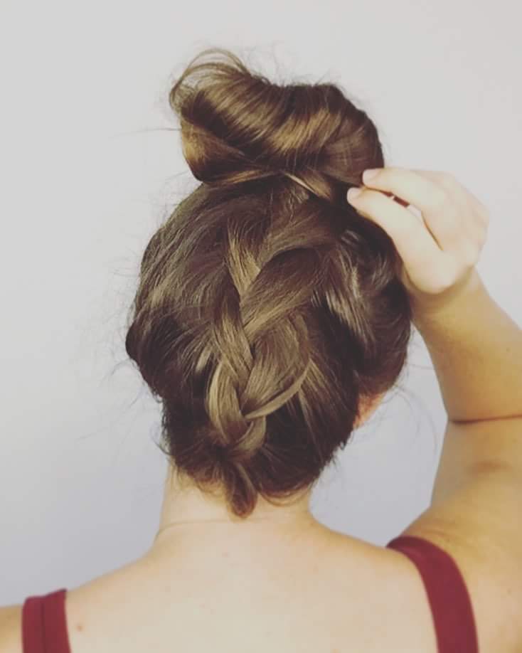 Reverse Braided Updo Messy Bun