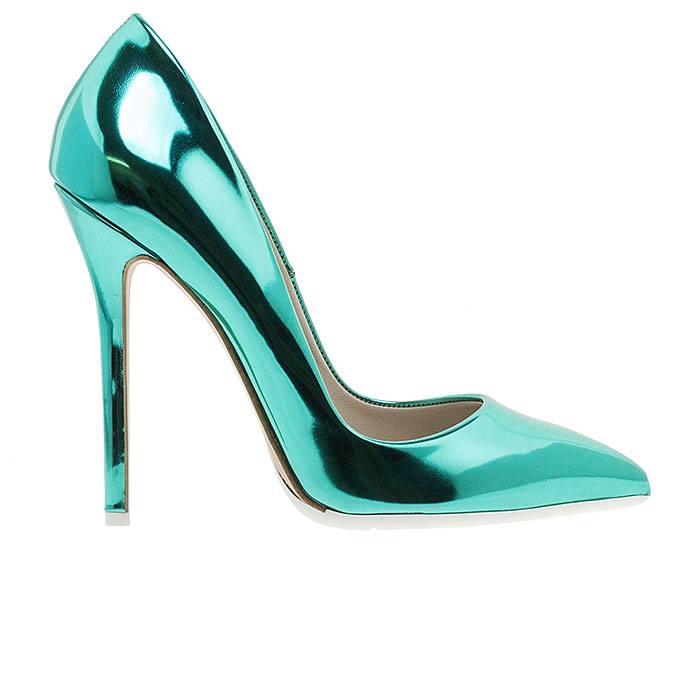 Shining Sapphire Green Pointed Toe Pumps For Girls