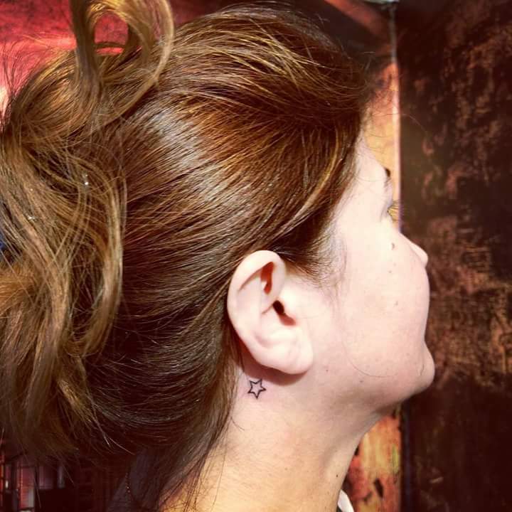 Star Tattoo Behind the Ear- Lovely Tiny Ear Tattoo Idea