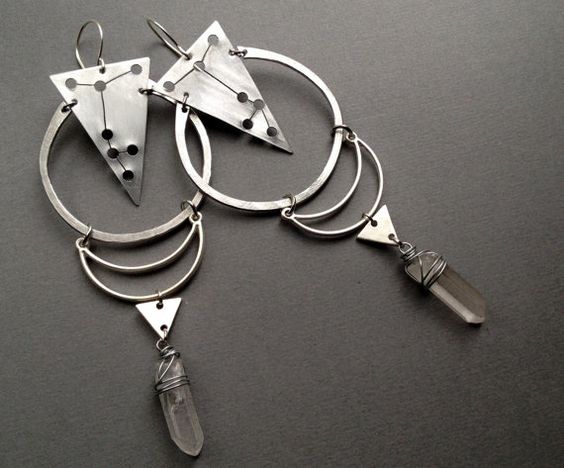 Stellar Constellation Earrings with Crescent Moons