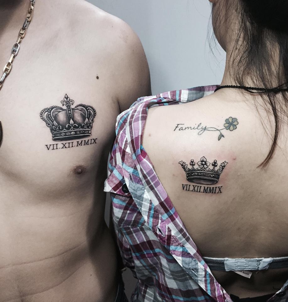 Stellar King and Queen Crown Tattoo for Back