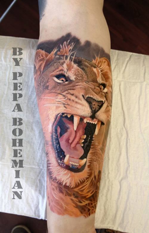 Striking Bohemian Lion Tattoo Arts