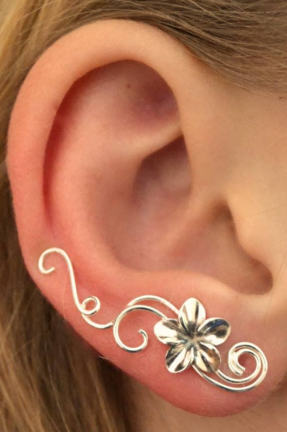 Swirling Victorian Plumeria Ear Cuff