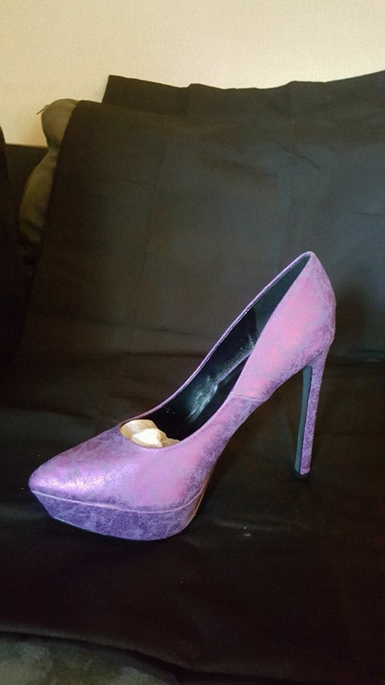 Texture Printed Purple Pump Heels