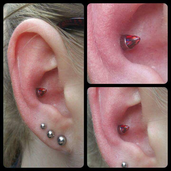 Trillion Cut Red Gemstone Conch Piercing Jewelry