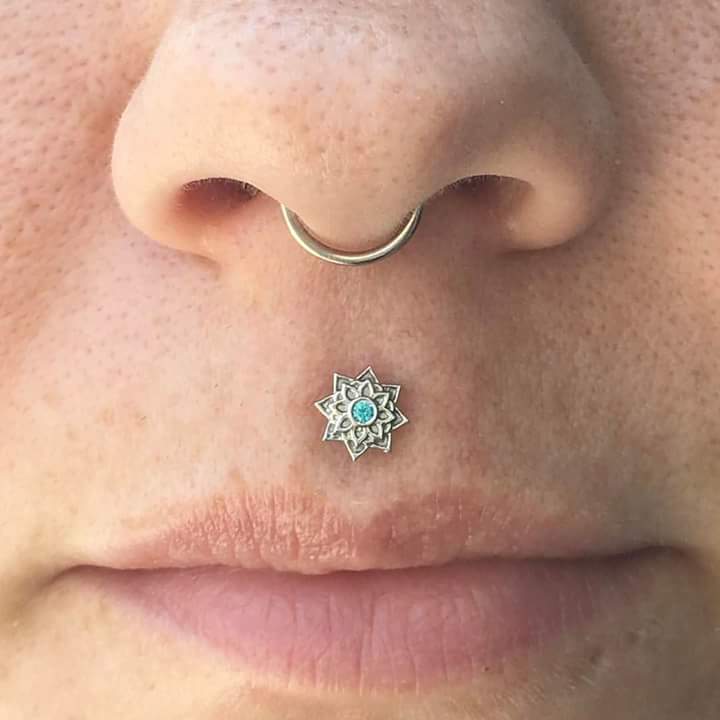 Turquoise Star Design Intricate Medusa Piercing