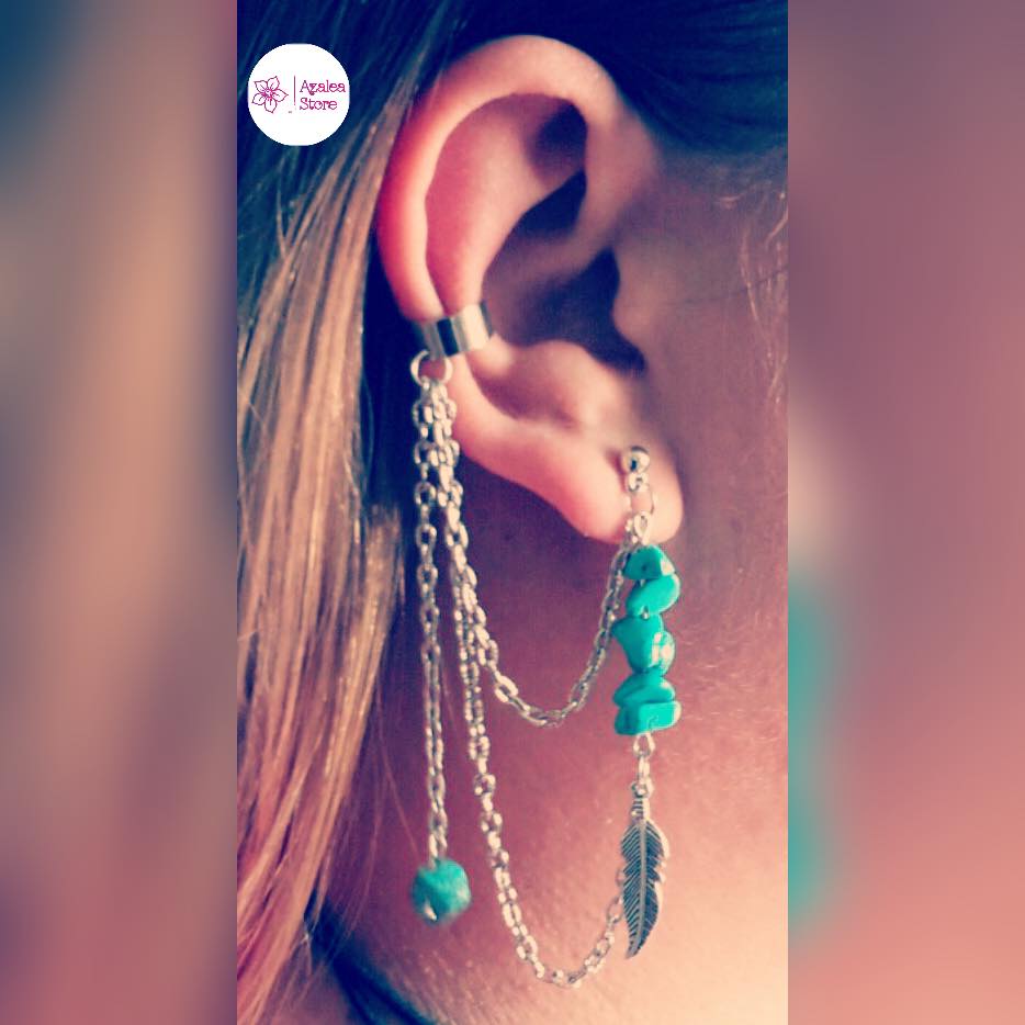 Turquoise Tassel Boho Ear Cuff