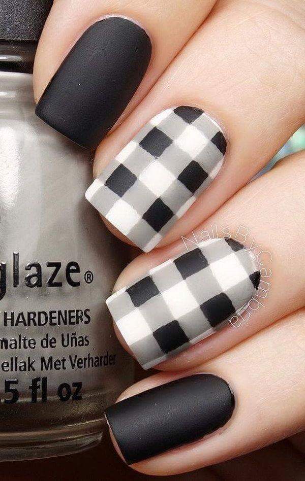 Ultimate Checkered Matte Nail Art