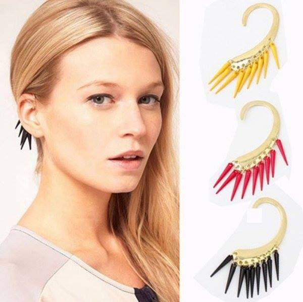 Unique Trendy Fluorescence Color Peppers Tassels Ear Cuff Earrings