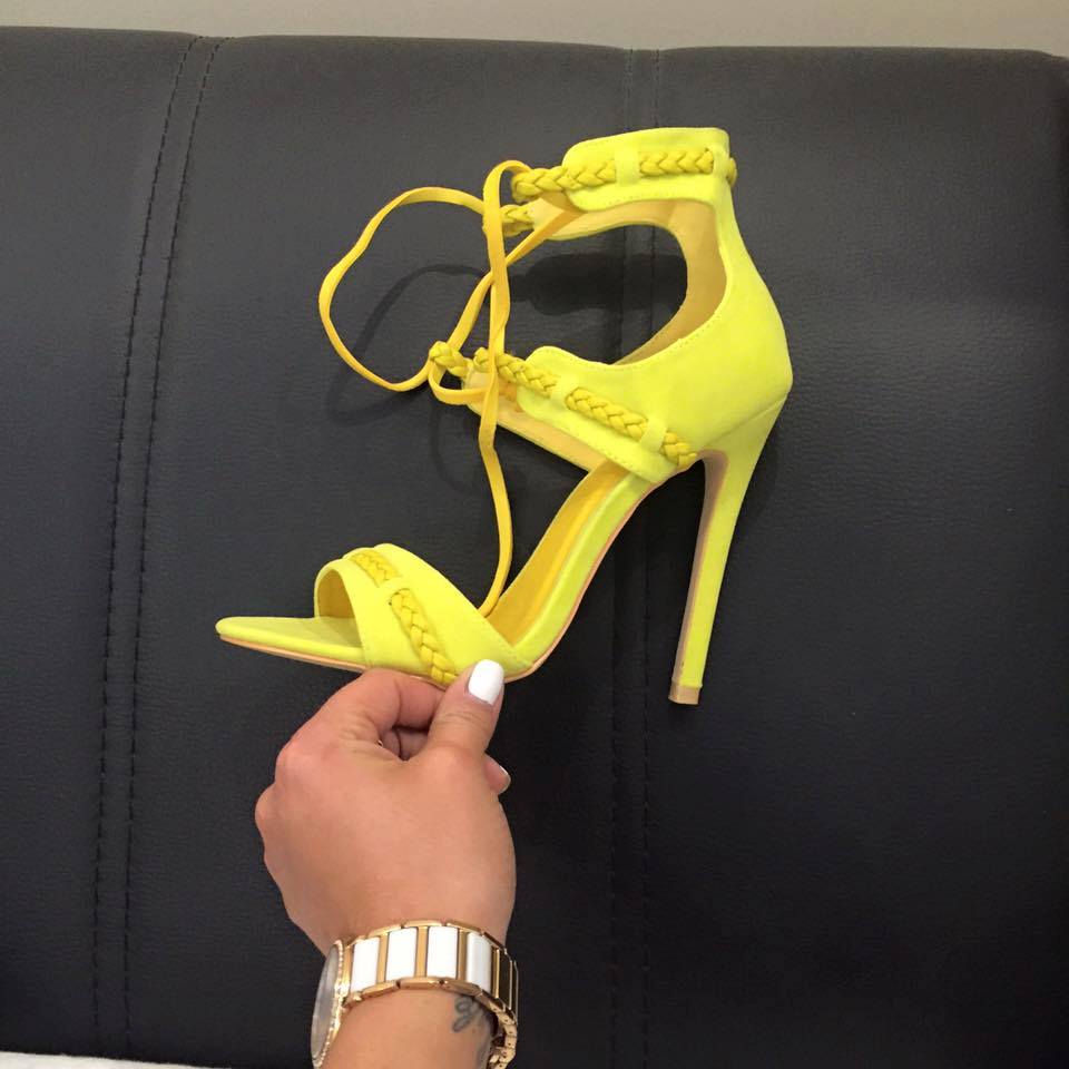 Yellow Ankle Straped High Heels