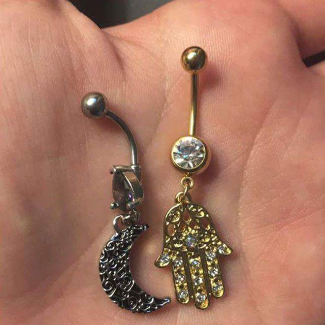 Absolutely Chic Belly Rings with Moon and Hamsa Designs