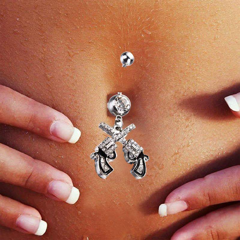 Adorably Stylish Belly Rings with Gun Design