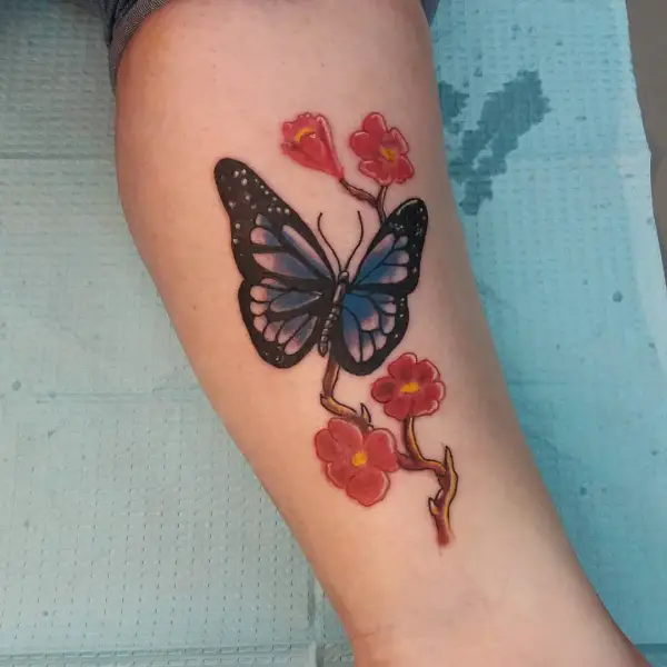 Butterfly Cherry Blossom Tattoo