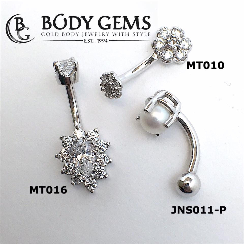 Plush Body Gems Gold Body Jewelry White Gold Belly Rings