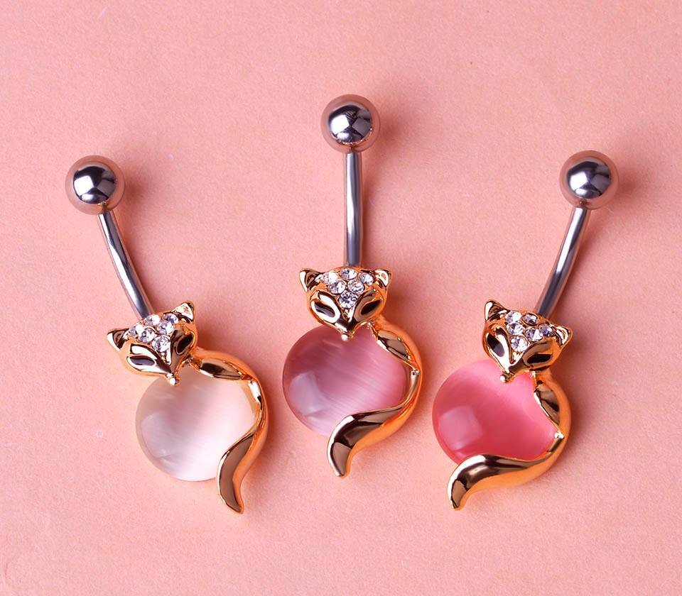 Pretty Gold Fox Body Piercings Jewelry Navel Ring Belly Button