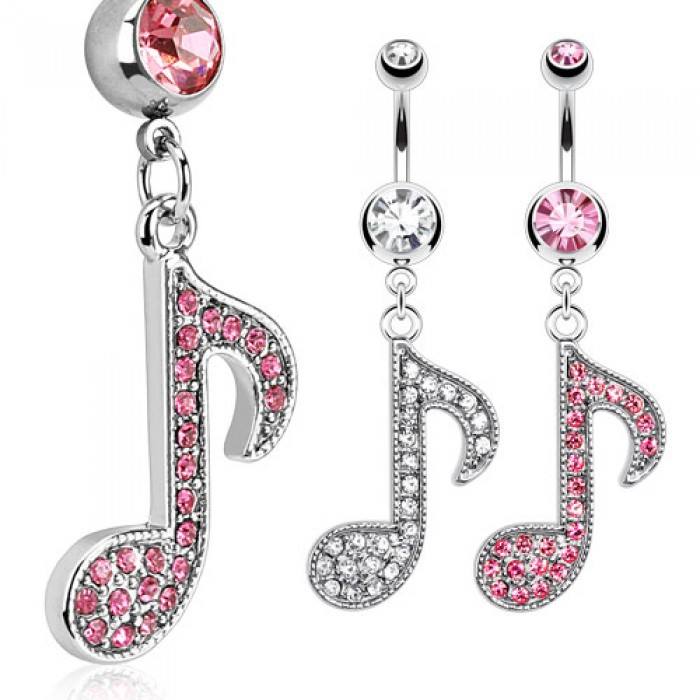 Rare Music Note Dangle Navel Ring