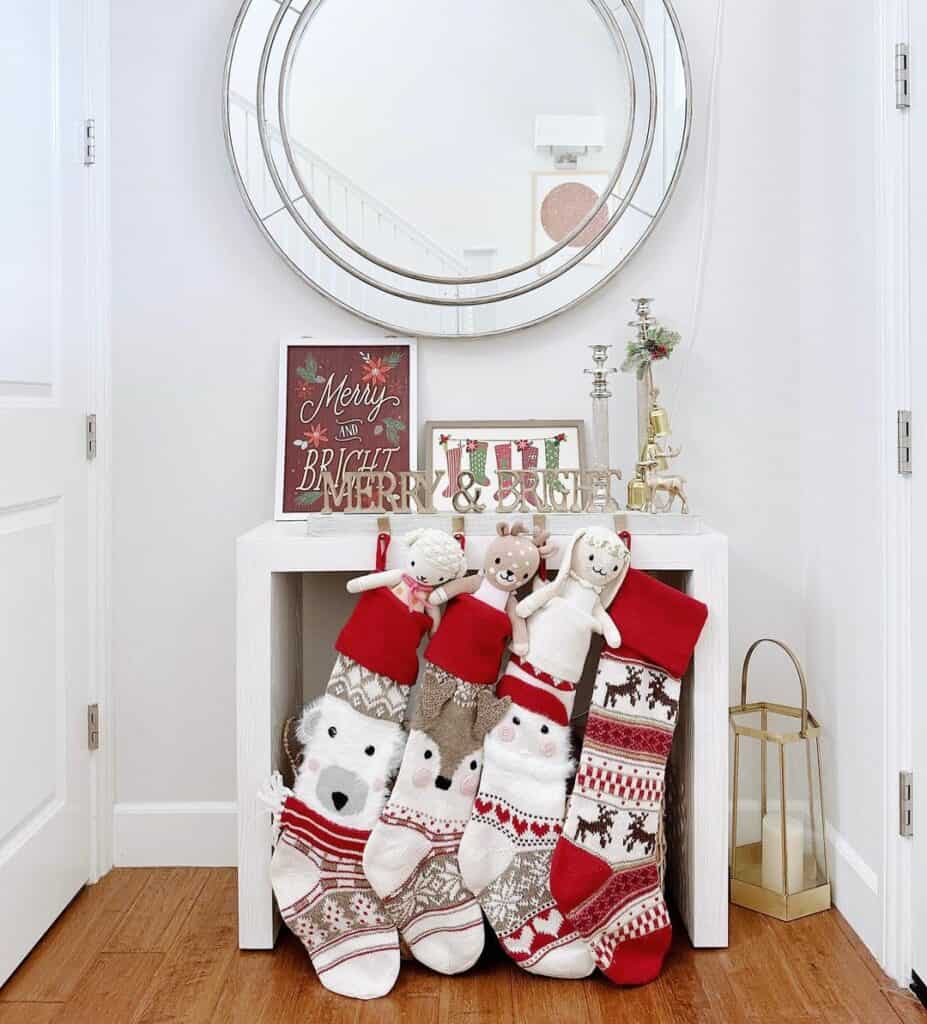 Farmhouse Entryway With Christmas Stockings