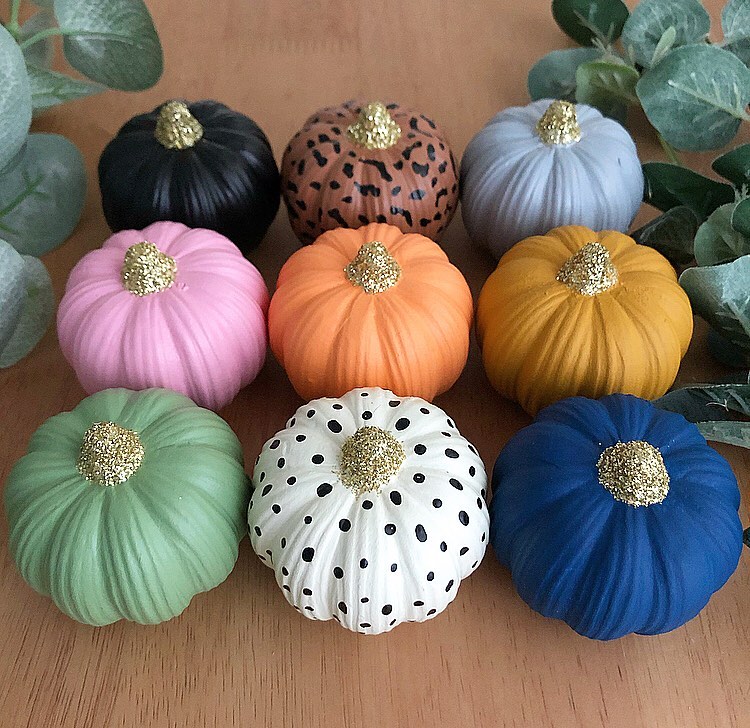 Matte Mini Pumpkins with Glitter Accents