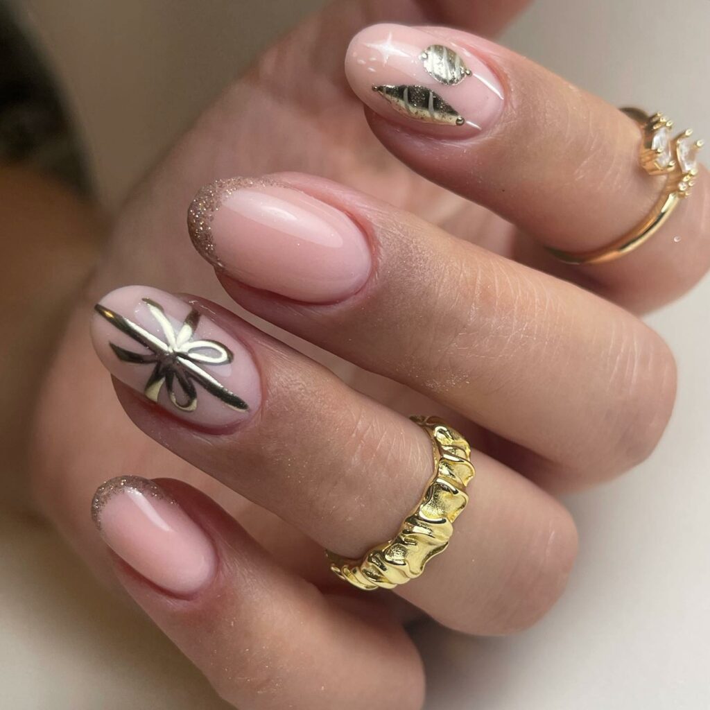 Silver and Glitter Festive Nails