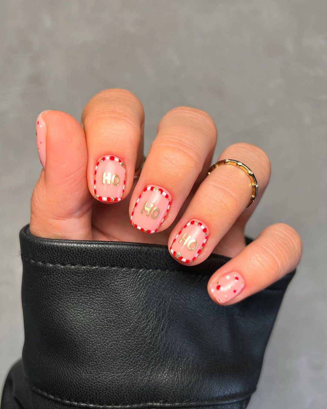 Simple Red and White Christmas Short Nails